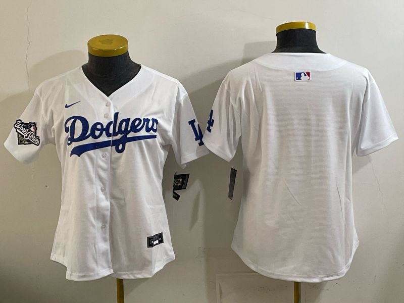 Women 2025 Los Angeles Dodgers Blank White Game Nike MLB Jersey style 003->women mlb jersey->Women Jersey